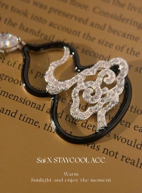 葫芦祥云嵌钻项链女士高级级轻奢锁骨链毛衣链新中式国风典雅