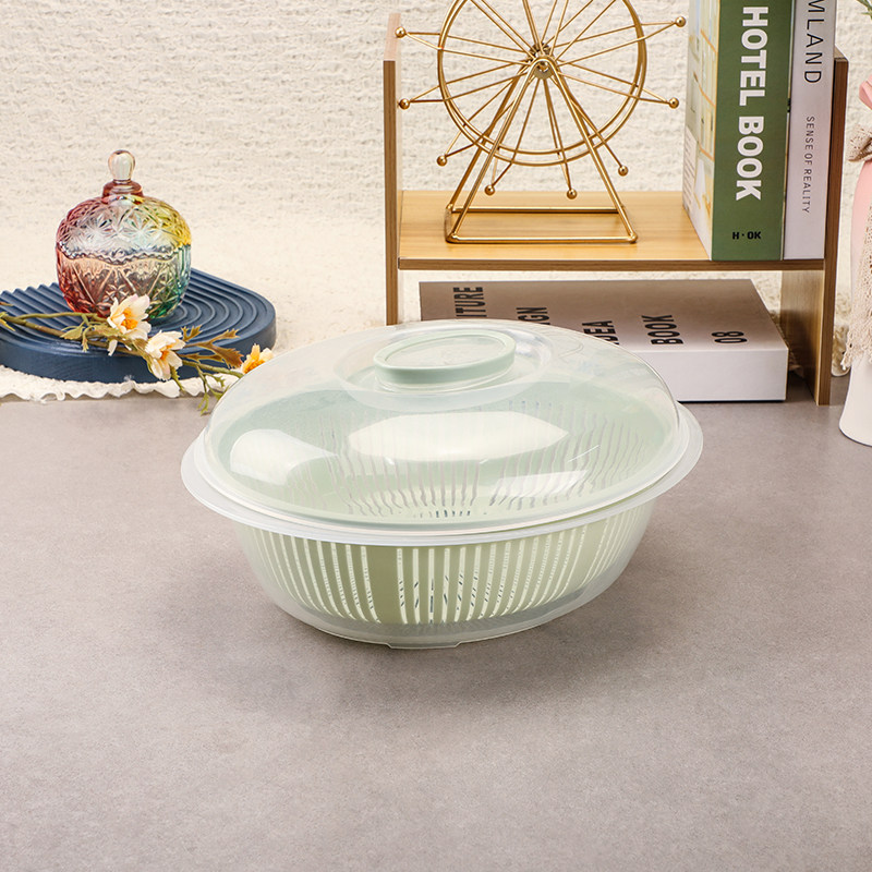 双层洗菜篮厨房沥水篮装菜篮子带盖防尘果蔬收纳篮水果透明滴水篮,淘宝优惠券,粉丝福利购,淘宝优惠卷