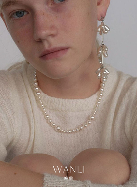 挽里新款渐变珍珠项链女秋冬百搭