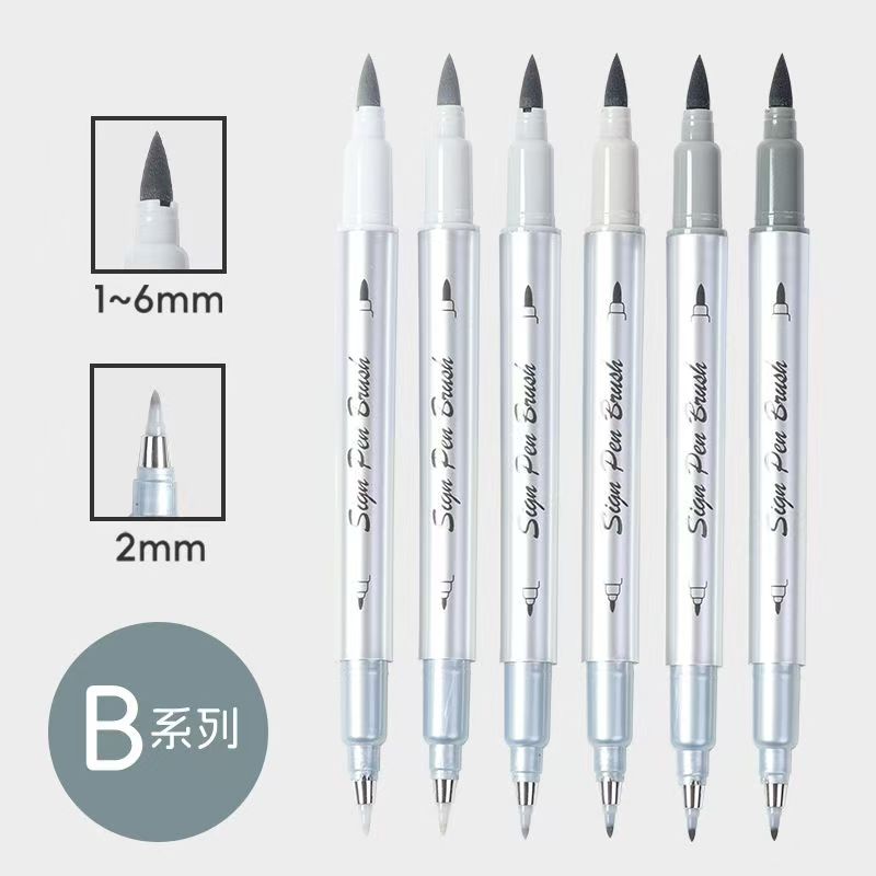 秀普富莱卡勒双头灰度色阶笔秀丽笔软头防水速写手绘漫画设计笔 - 图0