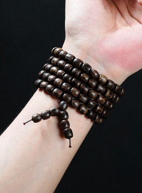 高油越南芽庄沉香手串多圈沉水级老料手链木佛珠念珠男桶珠款保真