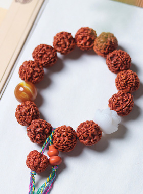 尼泊尔大金刚菩提盘玩手串爆肉纹菩提子原籽男士文玩核桃佛珠手链