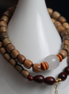 绿檀香木老型桶珠DIY配饰白玉兰款手链小叶紫檀男女生文玩佛念珠