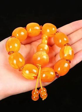 仿蜜蜡牛角手链佛珠手串旅游景区地摊厂家文玩手持男女手链羊角