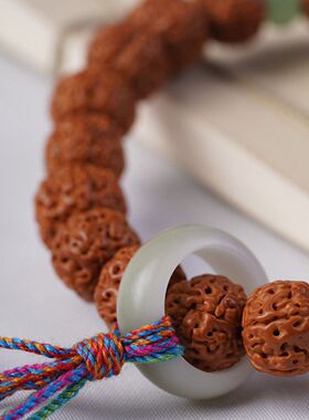 醒狮飞碟树王金刚菩提子流苏手持五瓣双龙平头黄红皮爆肉佛珠手串