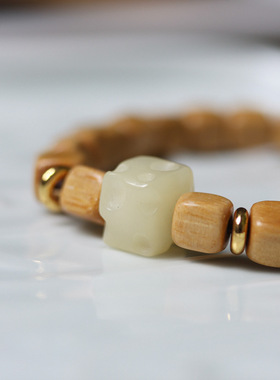 老山檀香木方块珠DIY奶酪款手串手链持 男女士佛珠装配饰文玩念珠