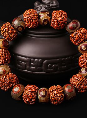 金刚菩提子手串尼泊尔五六瓣大小金刚爆肉佛珠男士女款落地红手链