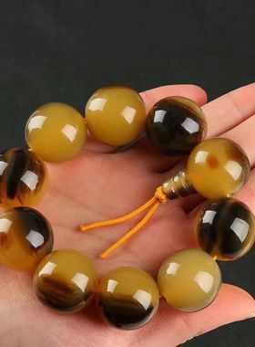 2026新品仿蜜蜡羊角手链时尚佛珠手串 民族风仿牛角饰品地摊景区