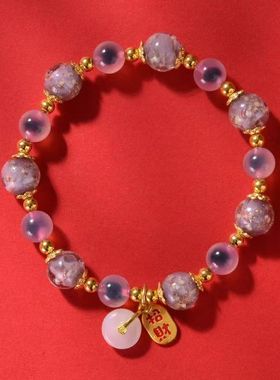 梦缠绵夜光玛瑙甜美手链古风直播热卖招财扣