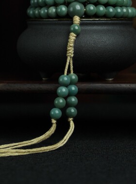 风化老料绿菩提根子圆珠多圈手持DIY设计编绳手串项链男女士佛珠