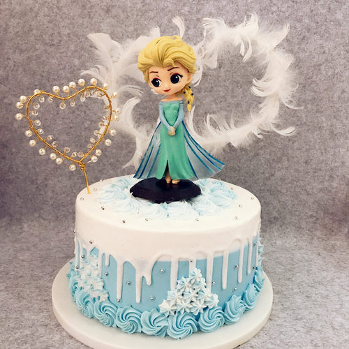 冰雪奇缘生日蛋糕装饰Q版爱莎艾莎公主女王摆件烘焙甜品派对装扮 - 图0