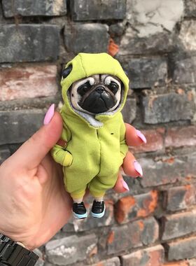 跨境仿真小狗娃娃树脂摆件Mogwai Handmade Doll背包狗狗家居摆件