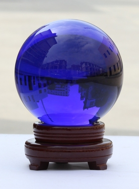 蓝色桌面玻璃球简约现代