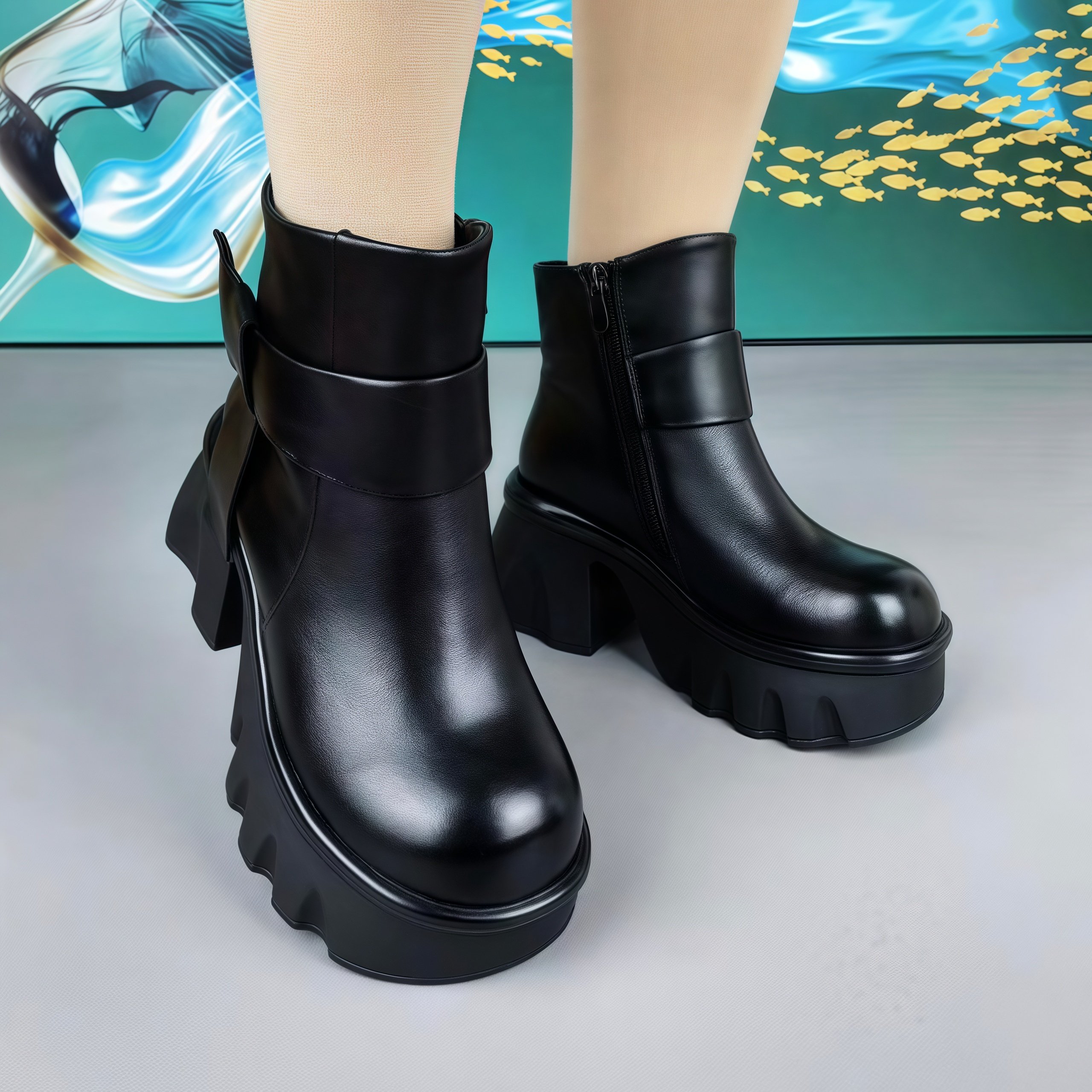 头层牛皮马丁靴女冬季新款皮毛一体羊毛短靴粗跟厚底小个子增高鞋,淘宝优惠券,粉丝福利购,淘宝优惠卷