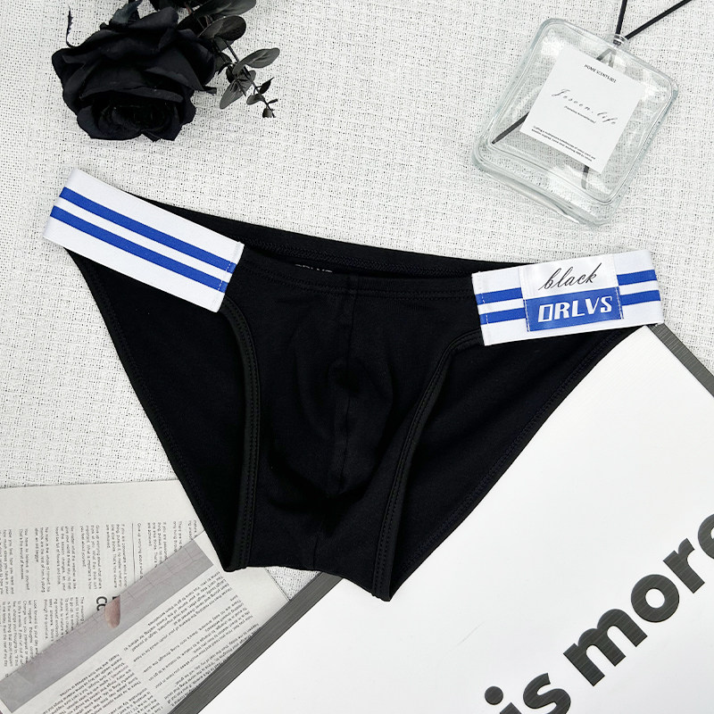 ORLVS男三角内裤纯棉海蓝条纹 透气薄款纯色性感低腰潮流运动青年,淘宝优惠券,粉丝福利购,淘宝优惠卷