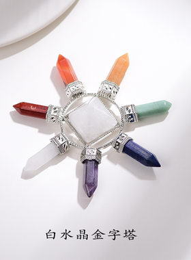 天然水晶半宝石办公桌面金字塔白水晶紫水晶粉晶圆锥落地桌面摆件