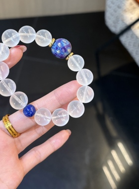 正品水晶手串女款天然正品奶白晶手链串珠白色生日礼物送女友礼物
