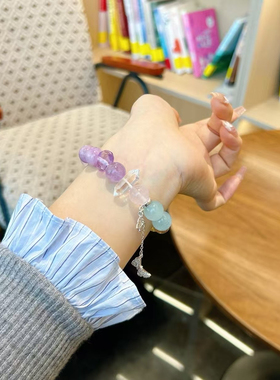 天然水晶多宝手链女款单圈紫水晶手串送女友闺蜜生日礼物