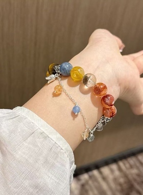 正品天然胶花水晶黄塔晶绿幽灵蓝晶石虎眼石绿幽灵轻奢高级感礼物