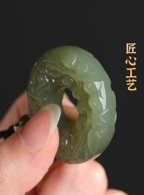 天然和田玉双面貔貅平安扣吊坠