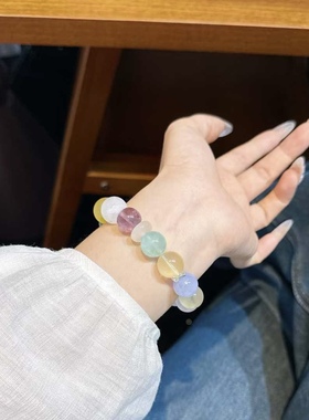 天然水晶手串柠檬晶海蓝宝紫水晶能量搭配多宝手链送人女生礼物