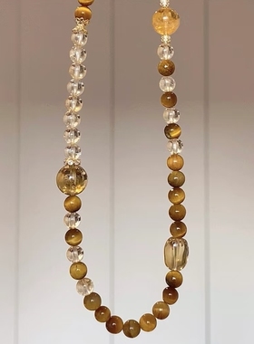 天然黄虎眼石黄塔晶手串金发晶招米转运旺事业手链女款双圈手串男