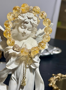 一夜暴富天然黄水晶手链正品巴西黄色水晶招财转运黄塔晶手串礼物