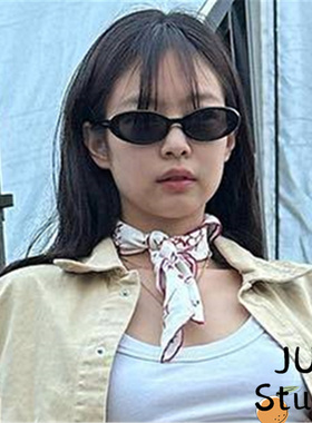 高级感小脸黑色椭圆墨镜美式辣妹