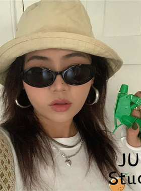 复古豹纹色猫眼椭圆墨镜