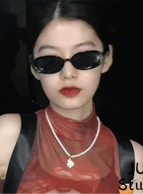 椭圆小框墨镜美式辣妹黑色偏光