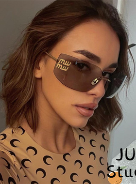 防紫外线字母无框墨镜千禧辣妹