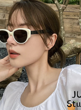 猫眼太阳镜时尚韩版黑白框拼接
