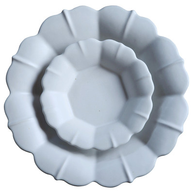 南昔家花型陶瓷盘子文艺餐具白色亚光磨砂质感创意菜盘意境餐盘 虎窝淘