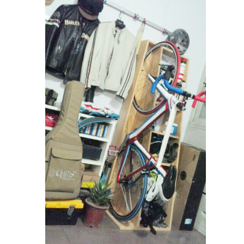 bookbike木制自行车立式停车柜 实木停车架 自行车墙壁挂钩收纳柜 - 图0