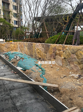 景观石墙柏坡黄地铺石墙头矮墙