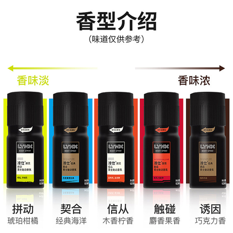 LYNX凌仕男士香氛喷雾诱因效应古龙淡香水魅动香体清新正品150ml