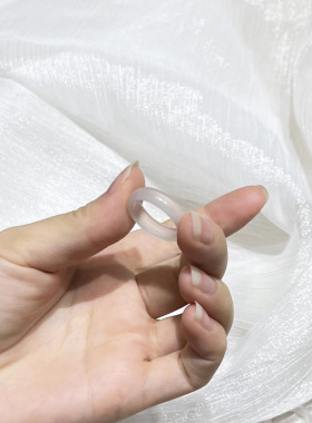 天然白玉髓男女情侣细戒指冰种玛瑙玉石女小众设计简约跑环尾戒