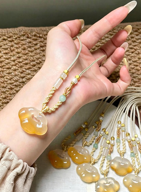 天然玛瑙玉髓一口糖如意平安扣吊