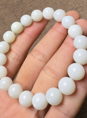 和田玉新疆且末米达料细腻油润卡10mm圆珠手串手链Q