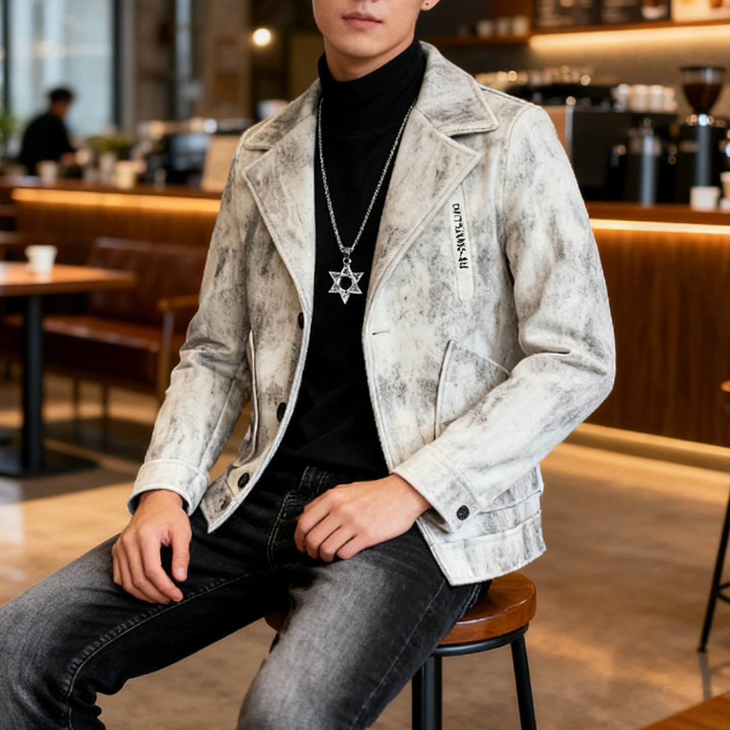 25秋冬新款毛呢男夹克外套冬季加厚时尚休闲潮流痞帅短款呢子大衣,淘宝优惠券,粉丝福利购,淘宝优惠卷