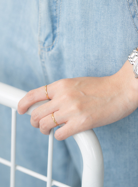 s925纯银日韩国百搭女水波纹戒指