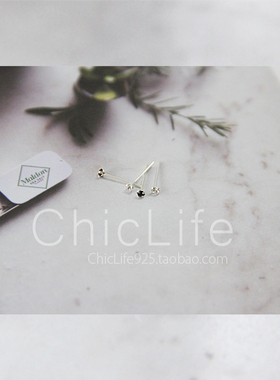 chiclife925纯银耳钉超小简单