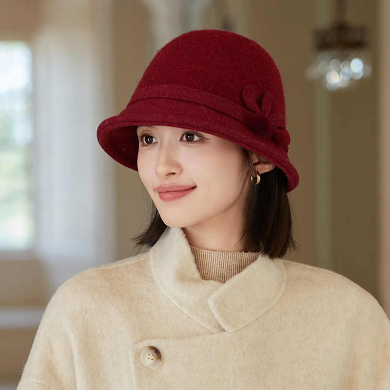 羊毛呢渔夫帽子女秋冬天韩版潮保暖百搭优雅英伦复古盆帽气质礼帽,淘宝优惠券,粉丝福利购,淘宝优惠卷