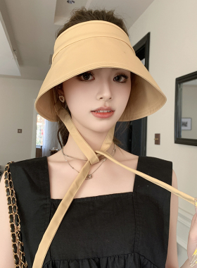 新款户外女夏季防晒空顶帽子显脸小适合方圆脸遮阳帽大头围太阳帽