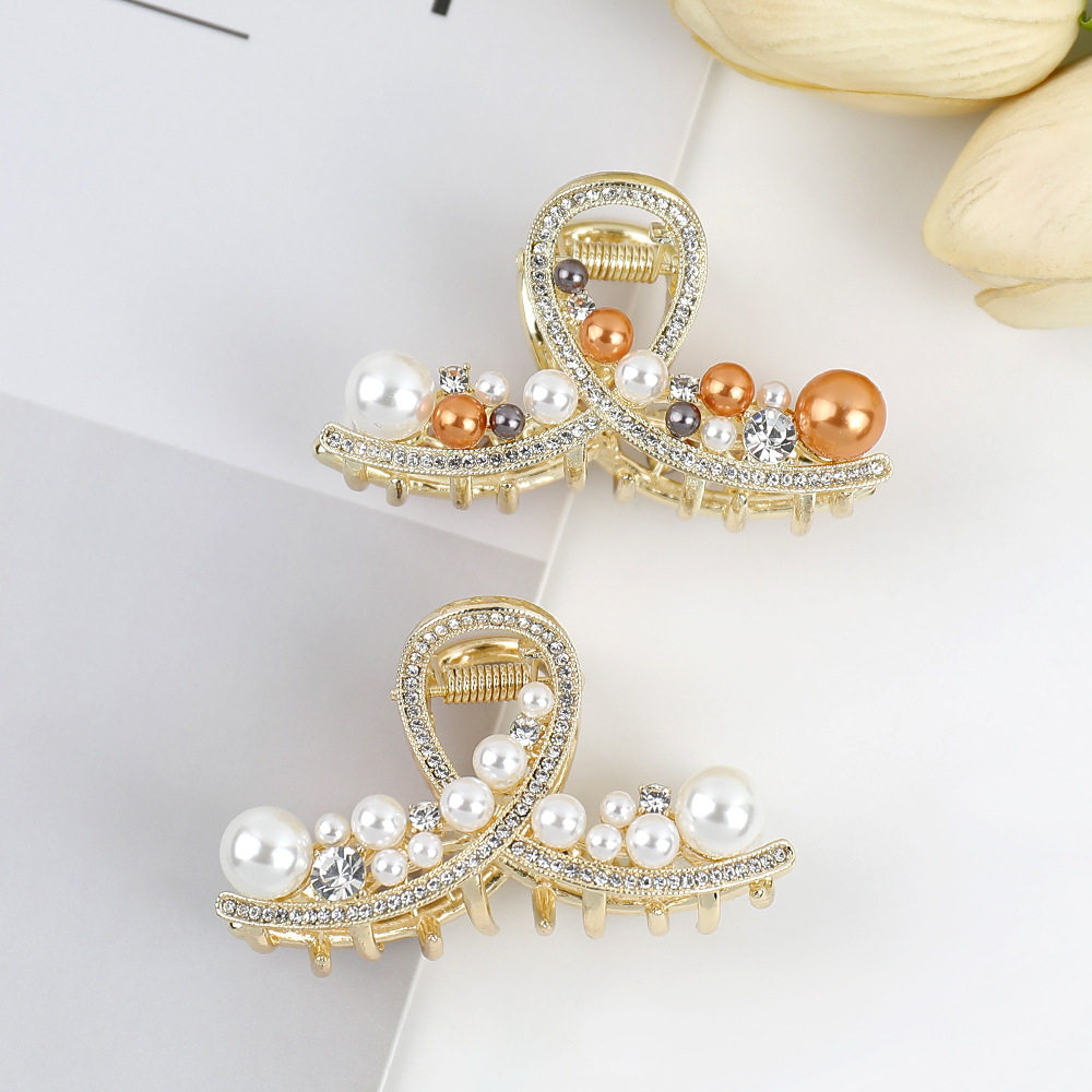 彩色珠珠中号抓夹高级感韩国百搭满钻交叉发夹后脑勺半扎鲨鱼夹,淘宝优惠券,粉丝福利购,淘宝优惠卷