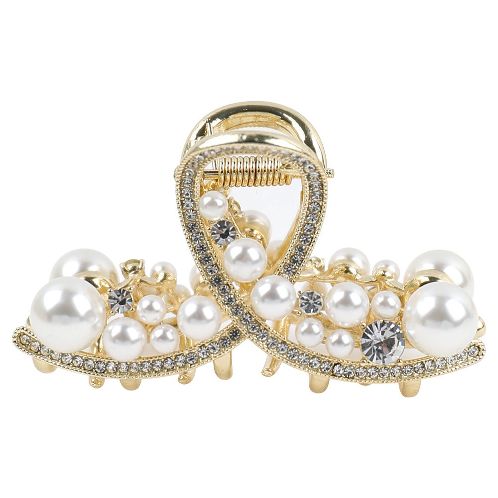 彩色珠珠中号抓夹高级感韩国百搭满钻交叉发夹后脑勺半扎鲨鱼夹,淘宝优惠券,粉丝福利购,淘宝优惠卷