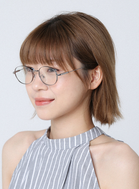 日系文艺银色边眼镜女款书呆子