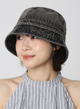 纯棉渐变蓝色牛仔渔夫帽女水桶帽