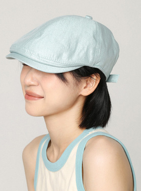 CHASELUCK显脸小珠光蓝贝雷帽女