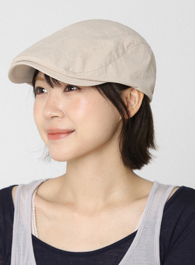 日系卡其色平顶新款前进帽女夏季薄款速干鸭舌帽大头围画家报童帽